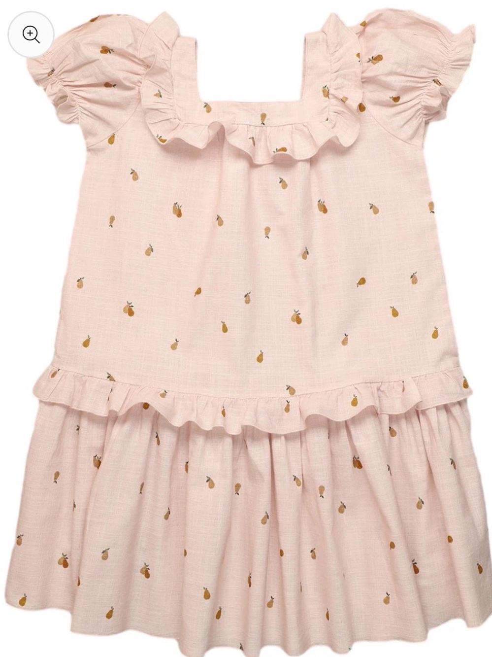 Girls Pink Pear-Print Ruffle Dress